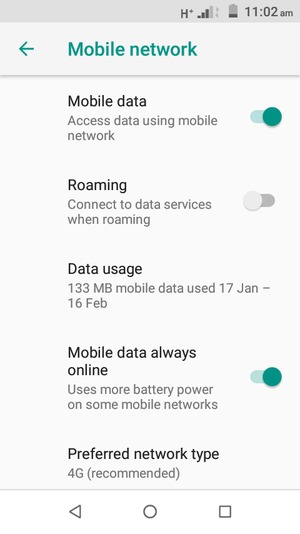 Select Preferred network type