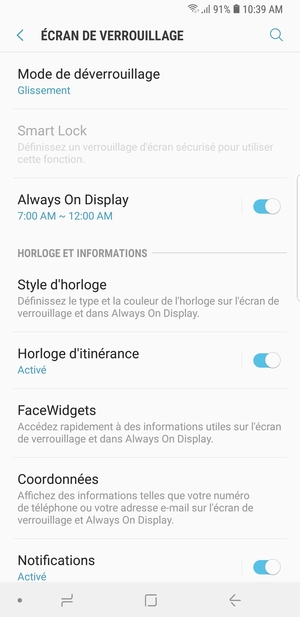 Sélectionnez Mode de déverrouillage