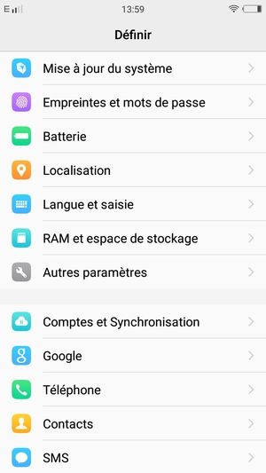 Faites défiler et sélectionnez Mise à jour du système