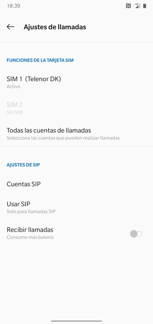 Seleccione SIM 1 o SIM 2