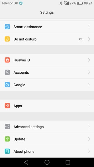 Scroll to and select Advanced settings