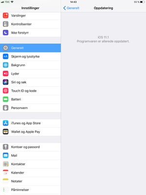 Hvis din iPad er oppdatert, vil du se følgende skjermbilde