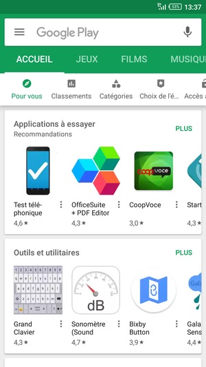 Sélectionnez la barre de Recherche