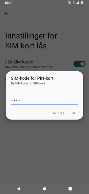 Skriv inn Ny PIN-kode for SIM-kort og velg OK