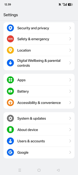 Scroll to and select System & updates