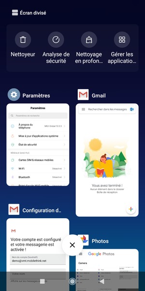 Sélectionnez l'icône Supprimer pour fermer toutes les applis en cours d'exécution