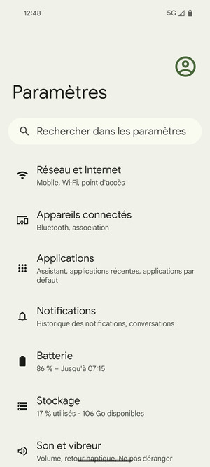 Sélectionnez Réseau et Internet
