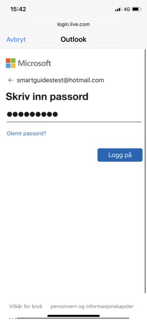 Skriv inn passord og velg Logg på