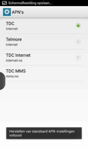 Uw telefoon wordt teruggezet naar standaard internet- en mms-instellingen