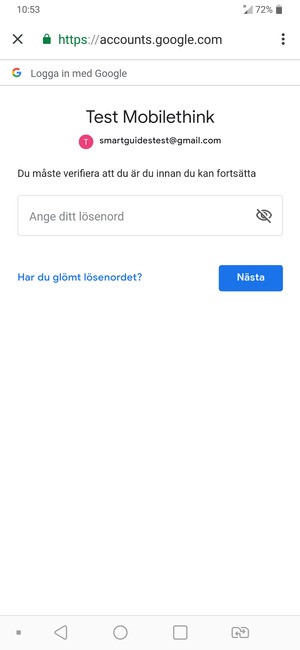 Ange ditt lösenord och välj Nästa