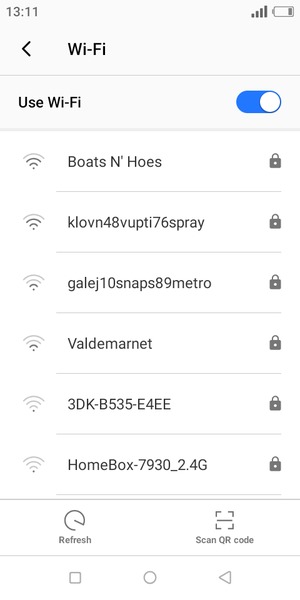 Select the wireless network you want to connect to
