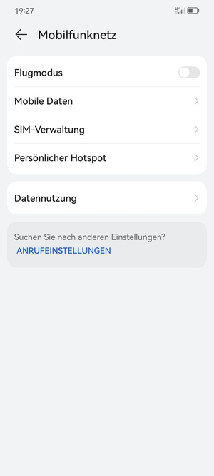 Wählen Sie Mobile Daten