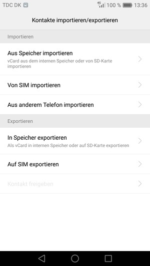 Wählen Sie Von SIM importieren