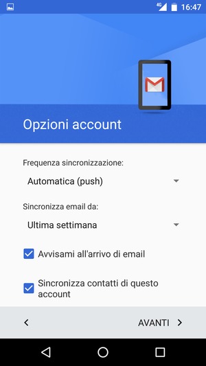 Seleziona AVANTI