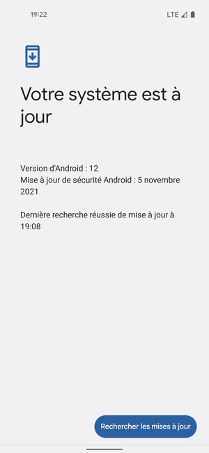 Si votre téléphone est à jour, vous verrez l'écran suivant