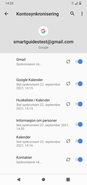 Din informasjon blir synkronisert