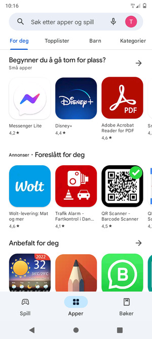 Velg søkefelt