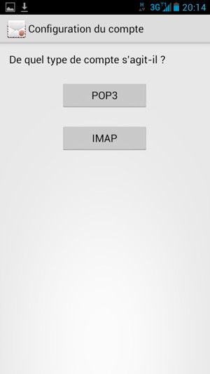 Sélectionnez POP3 ou IMAP