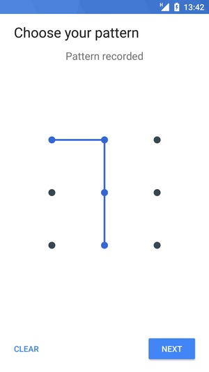 Draw an unlock pattern and select NEXT