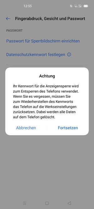 Wählen Sie Fortsetzen