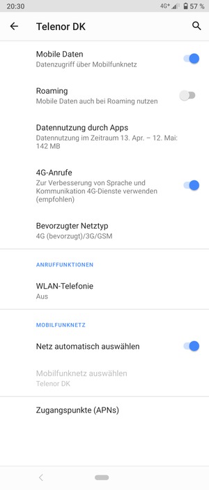 Scrollen Sie und wählen Sie Zugangspunkte (APNs)
