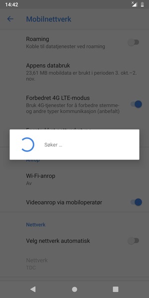 Vent til søket er ferdig