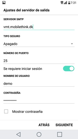 Introduzca la dirección de servidor saliente
