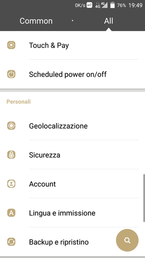 Scorri e seleziona Sicurezza