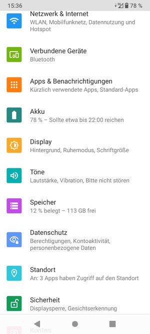 Scrollen Sie und wählen Sie Standort