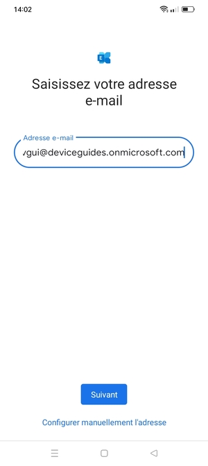 Saisissez votre adresse e-mail et sélectionnez Configurer manuellement l'adresse