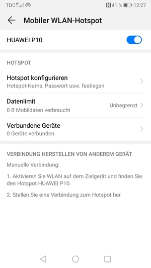 Ihr Handy ist jetzt für die Verwendung als Modem eingerichtet