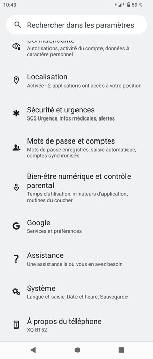 Faites défiler et sélectionnez Système