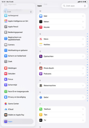 Scroll naar en selecteer Apps en selecteer vervolgens Mail
