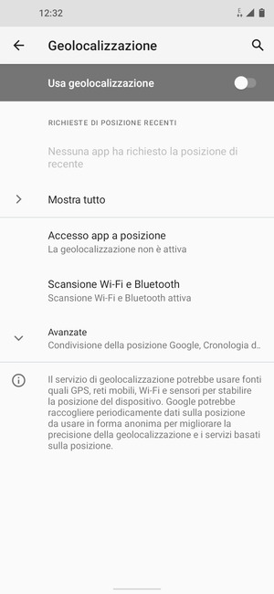 Disattiva Usa geolocalizzazione