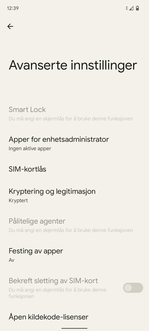 Velg SIM-kortlås
