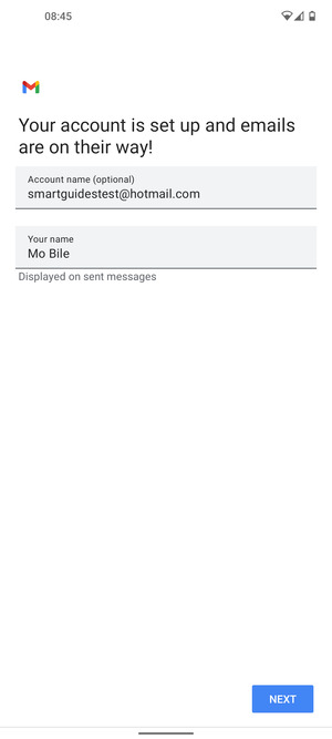 Give your account a name and enter your name. Select NEXT