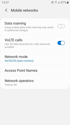 To change network if network problems occur, select Network operators