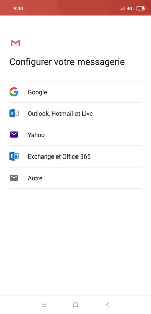 Sélectionnez Outlook, Hotmail et Live