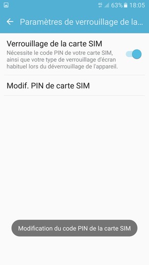 Le code PIN de la carte SIM a été modifié
