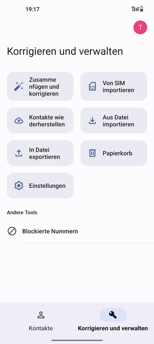 Wählen Sie Von SIM importieren