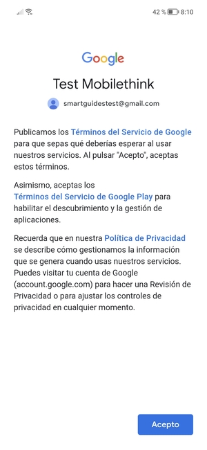 Seleccione Acepto