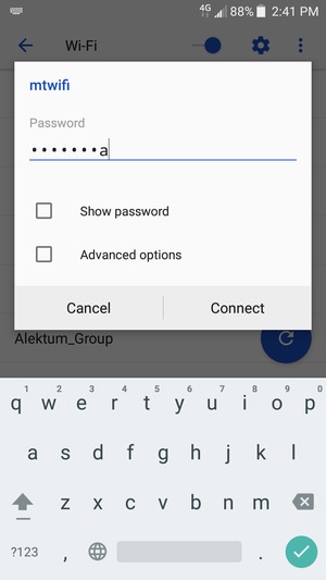 Enter the Wi-Fi password and select Connect