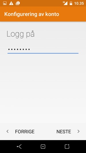 Skriv inn passord og velg NESTE