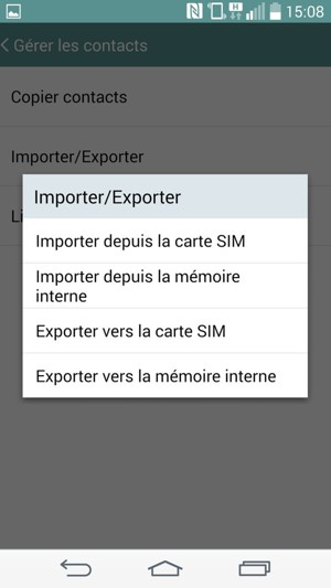 Sélectionnez Importer depuis la carte SIM