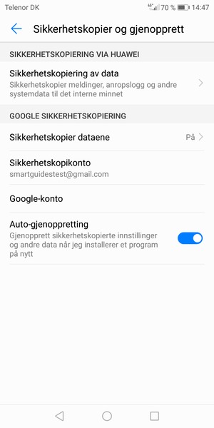 Velg Sikkerhetkopikonto