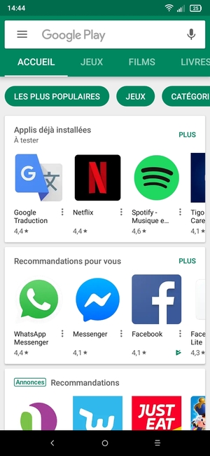 Sélectionnez la barre de Recherche