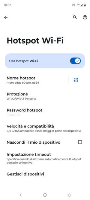 Il telefono è ora pronto per essere usato come modem