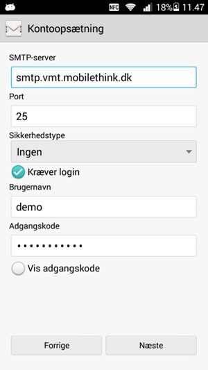 Indtast Udgående serveradresse
