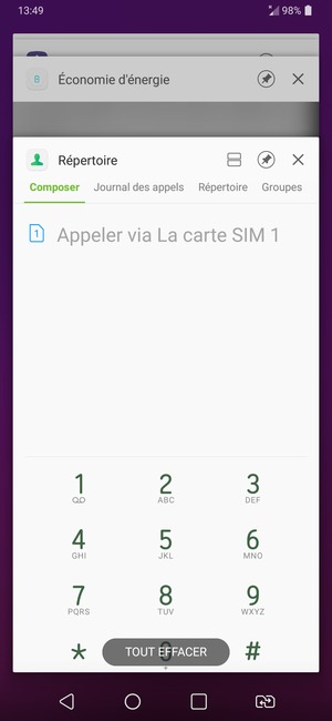 Sélectionnez TOUT EFFACER pour fermer toutes les applications en cours d'exécution