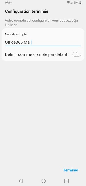 Donnez un nom à votre compte et sélectionnez Terminer